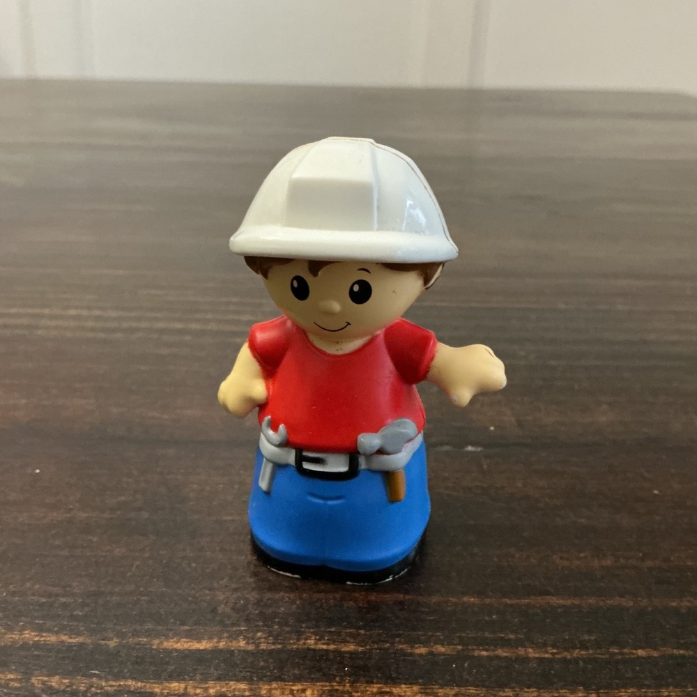 Mega Bloks Construction Worker Figure Red Shirt White Hard‎ Hat